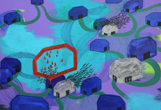 집으로가는길 On my way home (Red Drops), acrylic on canvas, 50x72.8cm (50M) , 2017