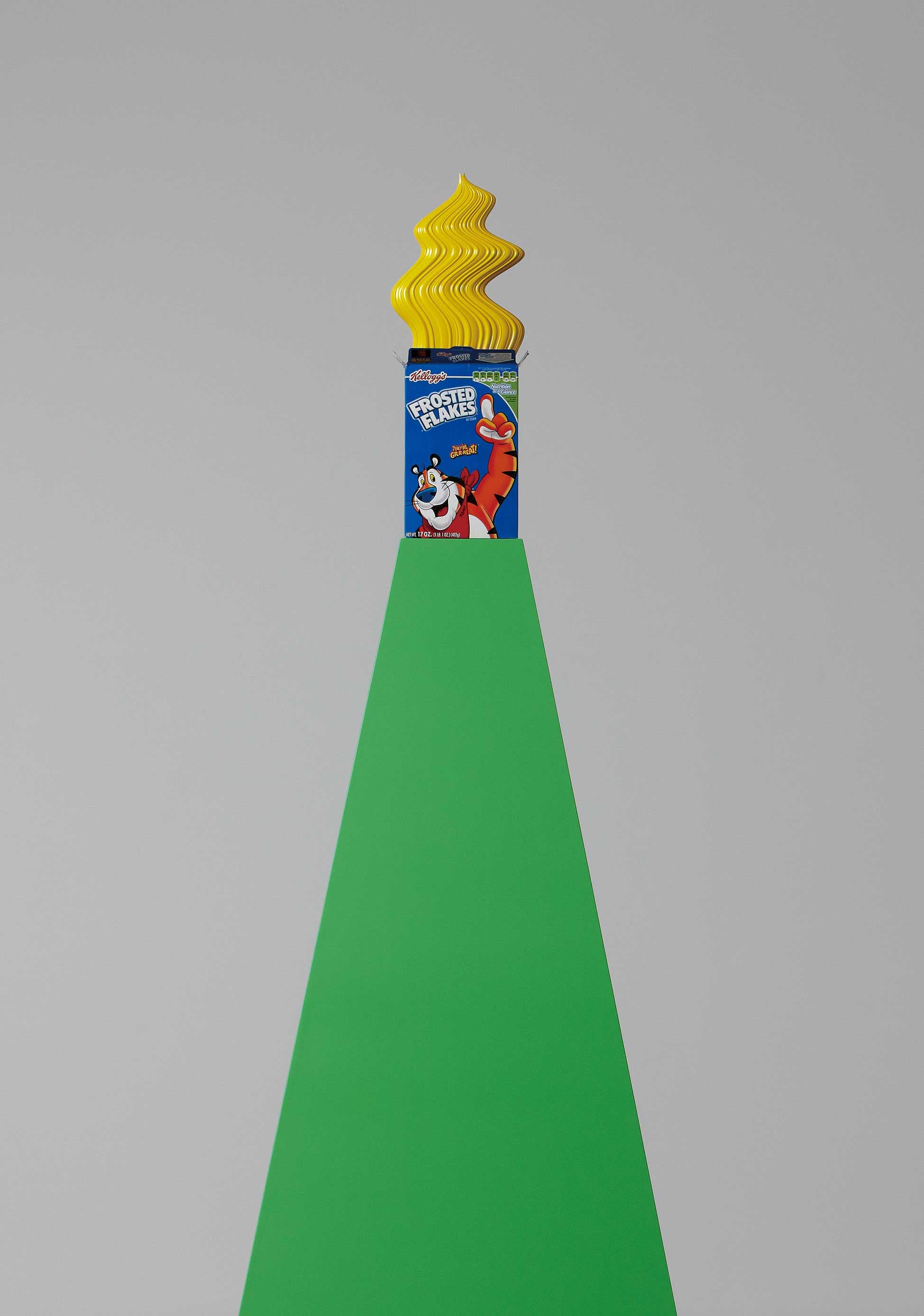 잭슨홍, <잘 먹고 열심히 일하자(Eat Right, Work Hard)>  machined ABS plastic, cereal box, MDF, 246.3×80×60cm, 2010