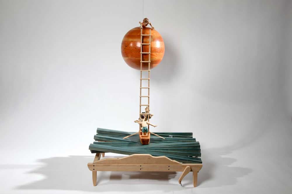 달에 갈 시간, 단풍나무, 낙엽송, 기타, 71x55x100cm, 2010