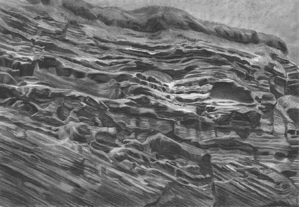 송악산 부남코지, 종이에 목탄, 43x61cm, 2019