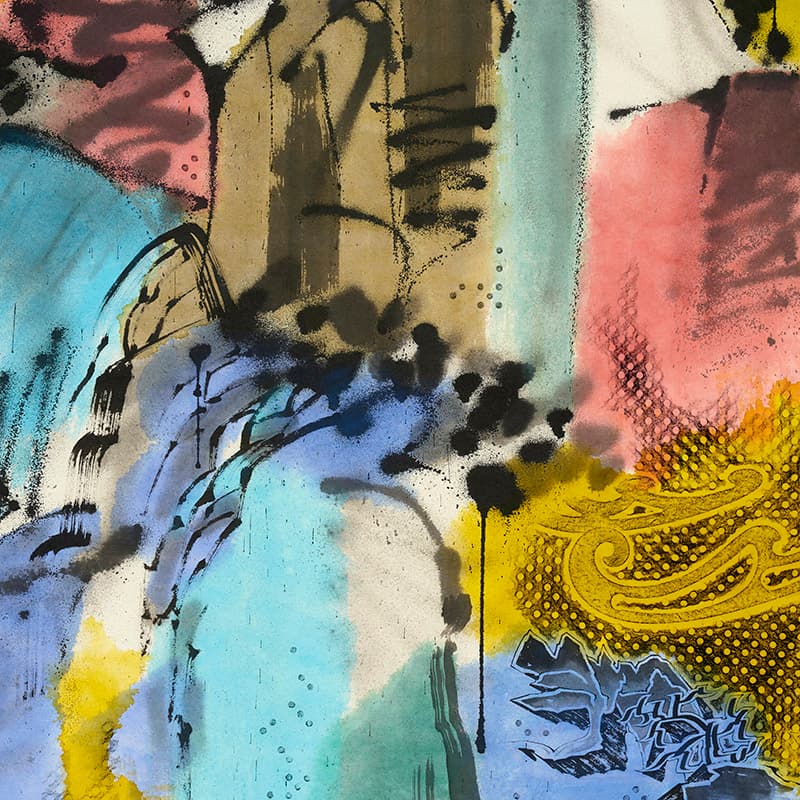 이른 봄, 종이에 먹, 잉크, 아크릴릭 잉크, 194×1300cm (10폭), 2020~2021(상세이미지)