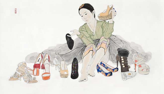 김현정, 空, 한지에 수묵담채, 110x180cm