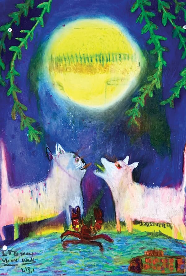 만욱_The moon_Oil pastel on wood_53x45.5_2017