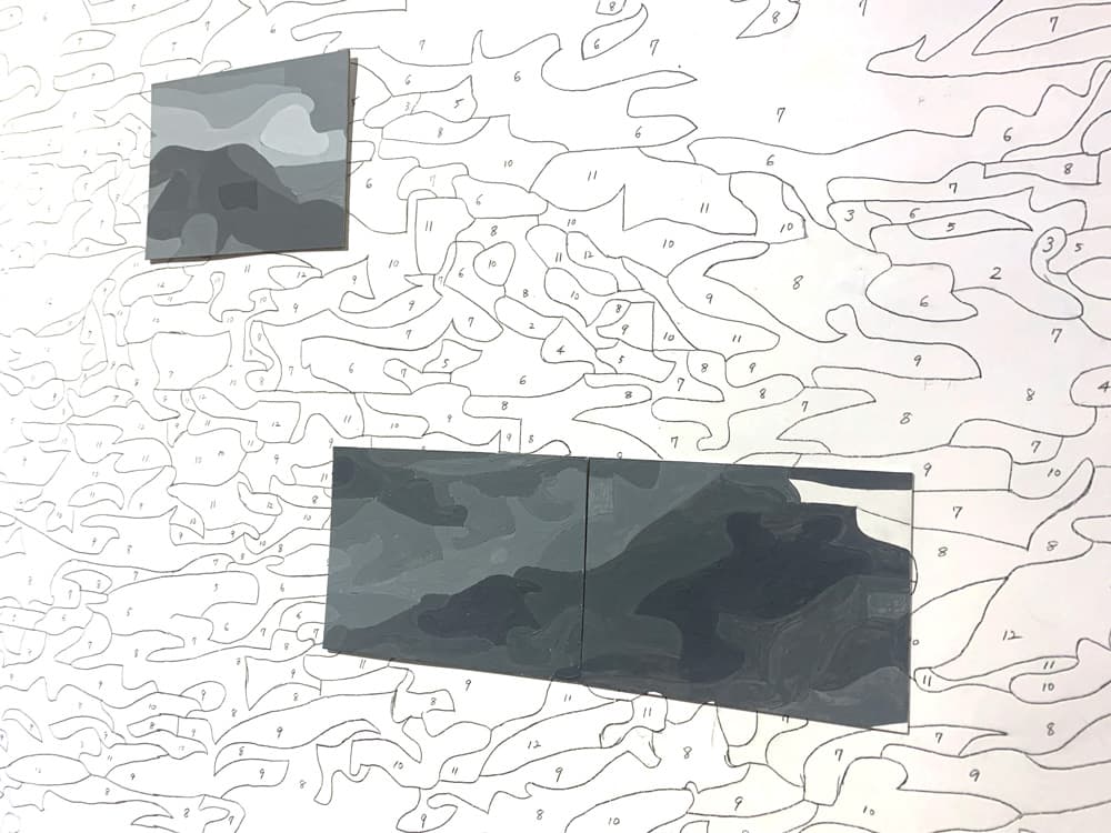 안규철 [그들이 떠난 곳에서-바다] 546×216cm 종이에 연필 2019 ※관객참여