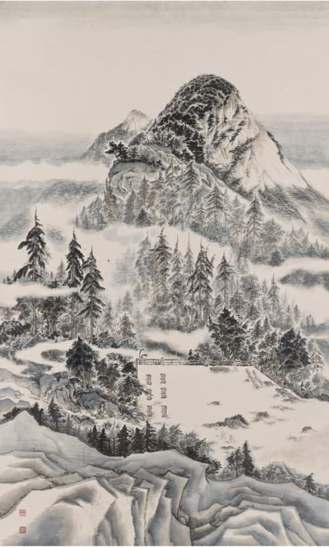 진희란_노적봉_111x183cm_순지에수묵담채_2015