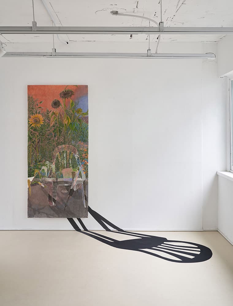 생경한 어느날, 한지에 채색 및 덧붙임, 91x197cm, 2023