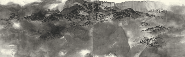 윤영경, 강산무진, 93x297cm, 수묵담채