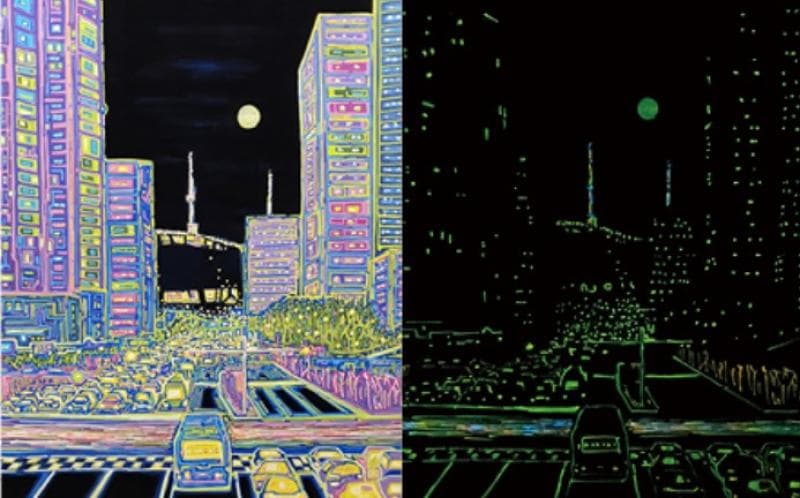 전동민, 야경, 100x52cm, 한지위에 채색혼합, 2019