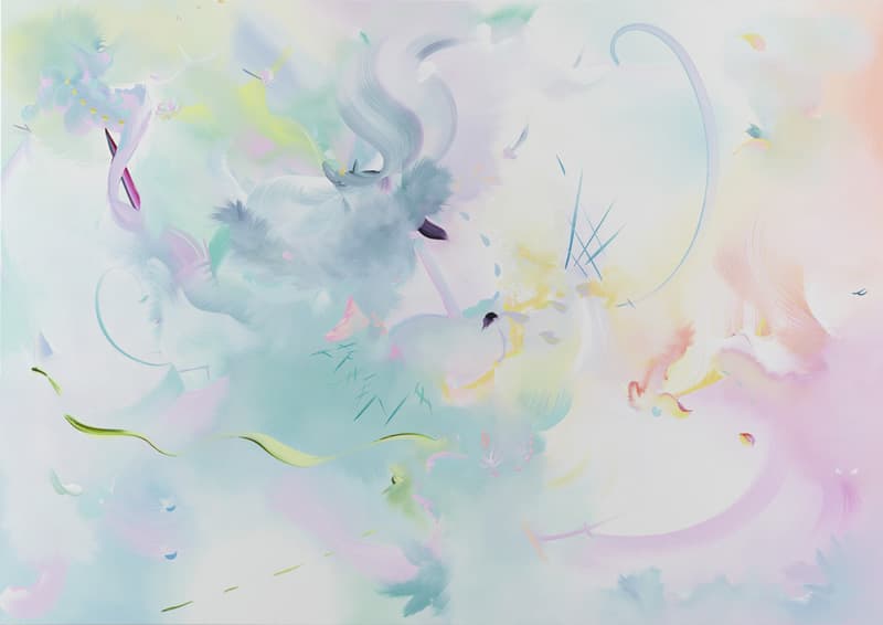 Fiona Rae, 옛날 옛적에 인어의 노래를 듣다, 2018, 캔버스에 유채, 129.5x183cm