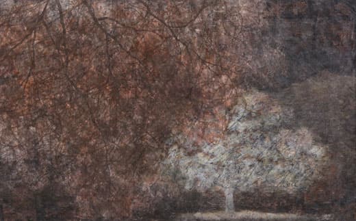 김은진, 엉키고 엉켜진 , 한지에 채색 , 72.7X117cm, 2017