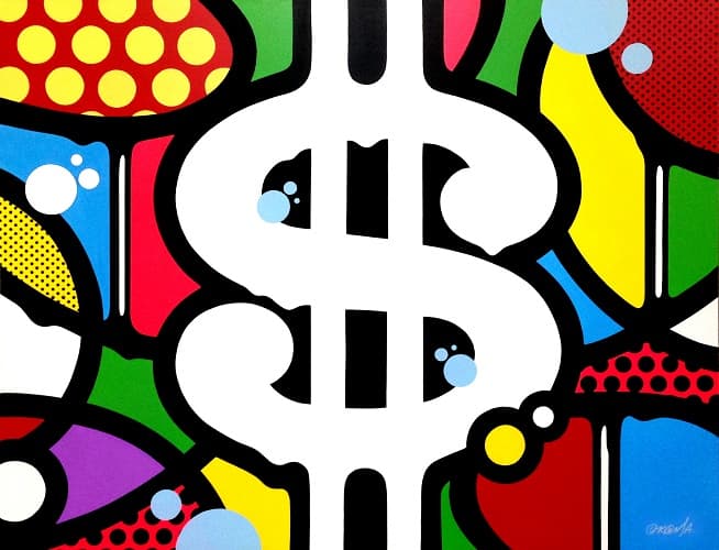 KOMA,Sweet Dollars,2015,acrylic&spray paint on canvas,116.8X91cm