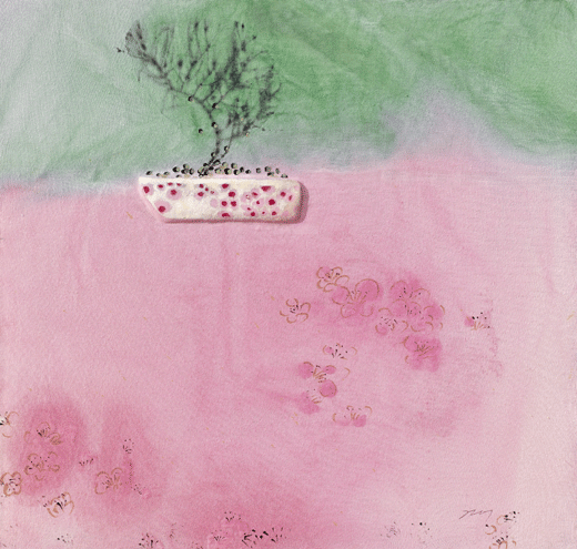 자연회귀 , 천에 혼합재료 , 40x38xm , 2015