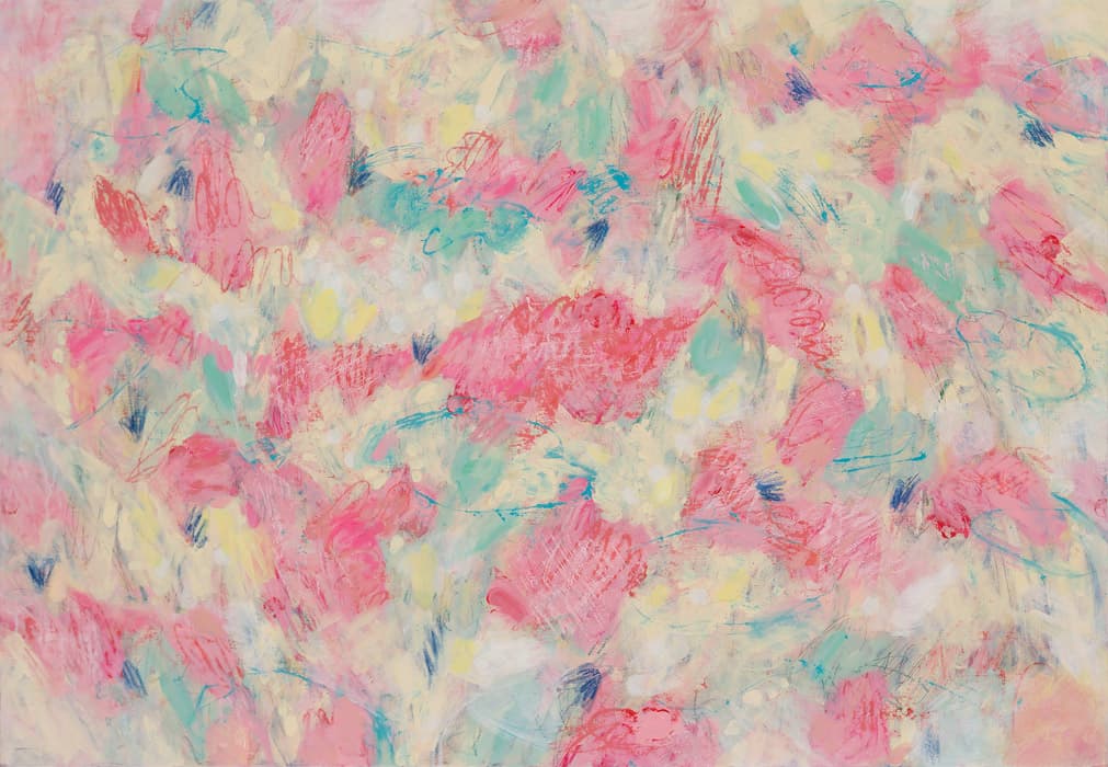서선경, Visual Story-Pink-breeze, 2019, Acrylic, Oil pastel,Oil transfer drawing on canvas, 80.3 x 116cm