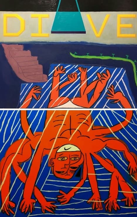 문상흠, <히피가 나자빠진 수영장 풍경 Ⅱ>, Oil on canvas, 182.0×116.8cm, 2018 ⓒ문상흠