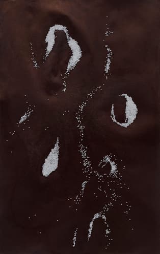 KOH SAN KEUM, Memory Board 7, 2019 4mm artificial pearl beads, adhesive, ballpoint pen on paper, 157 x 103 cm framed