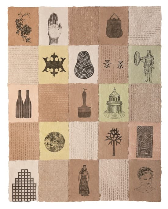 신경희, 퀼트 23, 2003, 수제 종이에 혼합매체, 133x103cm
