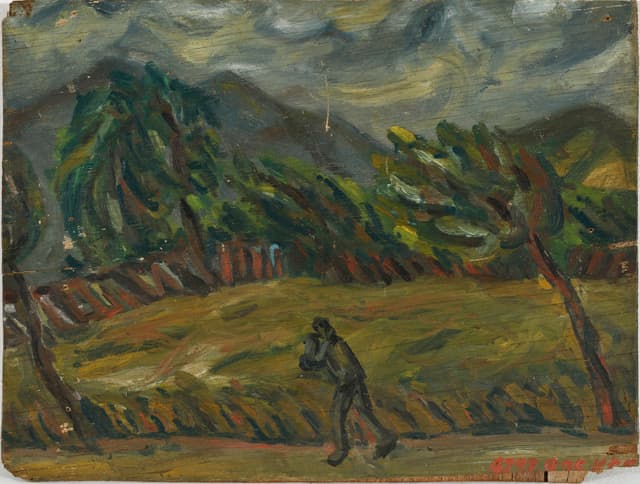 바람을 맞으며_1960 Oil on canvas_29x38cm