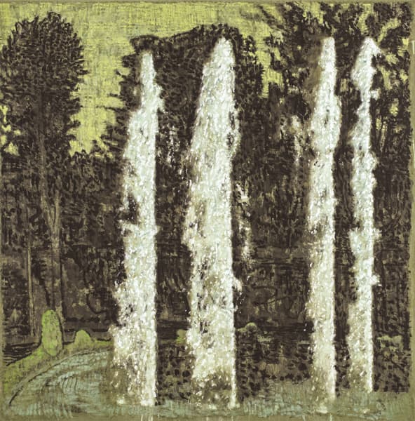 유근택, <분수>, 2017, 한지에 수묵채색, 145x145cm