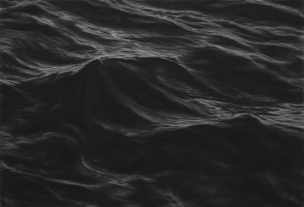 김현정, 파도  Waves, charcoal on paper, 76.5x111.6cm, 2015