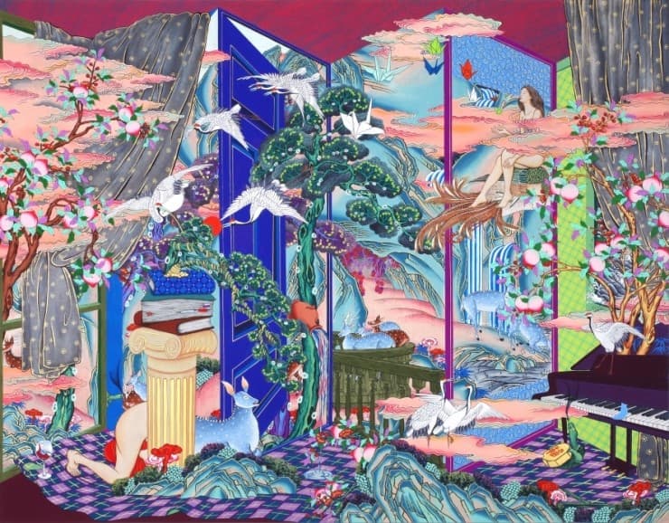 라오미 욕망의 진화_162x130cm_순지에 분채_ 2013 