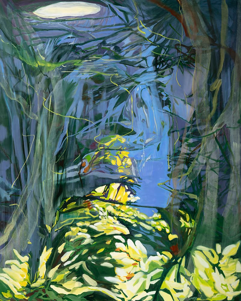 김지선, We listened to the rain, and We sang, 2023, Acrylic, oil and oil stick on canvas, 162.2x130.3cm
