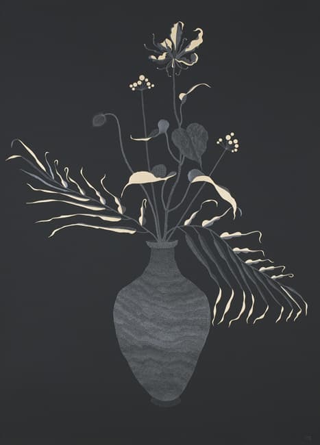 차영석, Something_p-07, 2016, Pencil, gold color pen on paper, 110 x 79 cm