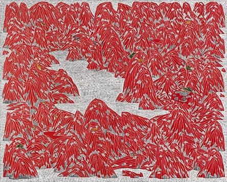 이준호_붉은산-18_캔버스에 아크릴채색, 스크래치_130.3×162cm_2017