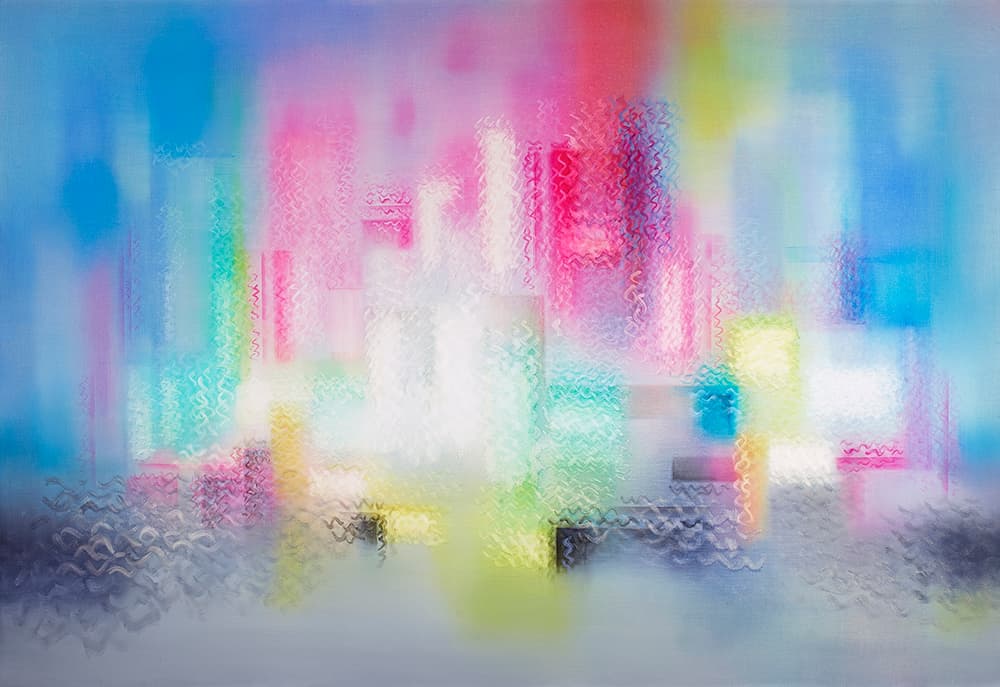 왕쉬예, 〈시공나체・즉(165)〉, 2023, 캔버스에 유채, 130.3x193.9cm