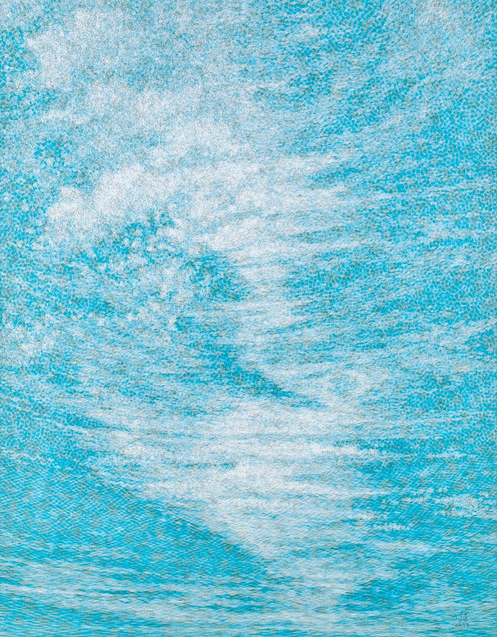 강운, 공기와 꿈, 116.7x91cm, 캔버스에 염색한지, 한지 2019