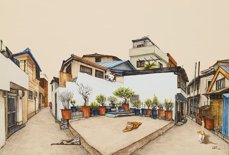 임상희, 다 함께 차차차, 65.1x45.5cm, acrylic on canvas, 2018
