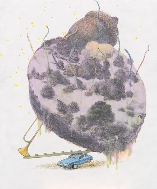 임현채, <생일 축하합니다> 72.7x60.6cm, 종이 위에 과슈, 연필, 2019