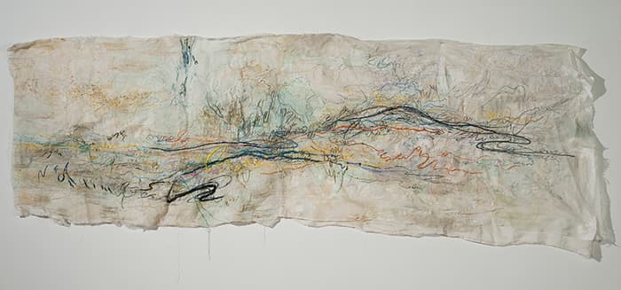 Breeze Scenery, silk and cotton thread, embroidery on silk, 110x330cm, 2016