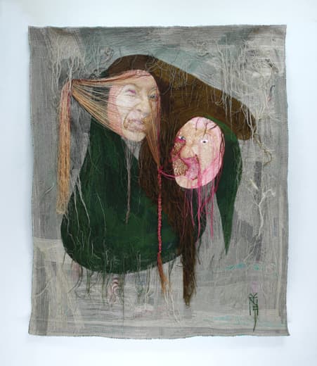 윤지선, rag face #19003-2 , Sewing on Fabric and Photograph, w119xh146cm, 2019