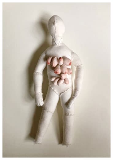 허정은, Mother, 무명천에 채색, 바느질, 29 x 12cm, 2018