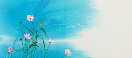 The Fragrance of Cosmos, 100x45cm, watercolor on paper