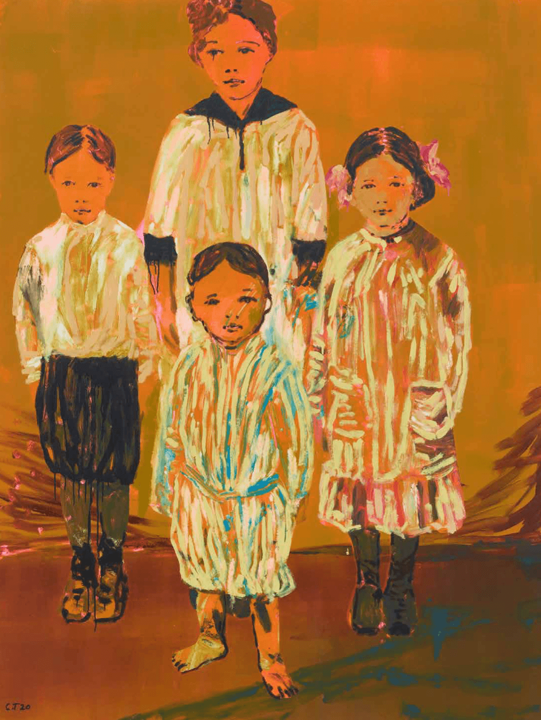 The Siblings (orange), 2020. Acrylic and ink on paper, 139.7 × 106.7 cm Photo: Martin Elder. Courtesy the artist and Perrotin.