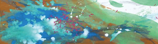 energy from space -life force III , 70x20cm, korean paper, traditional color powder, gold color powder, lumino