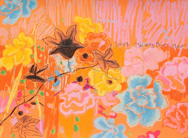 유영희, Play with Drawing, 2008, 한지에 아크릴릭, 오일 파스텔, 47x63cm