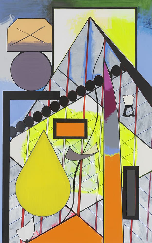 토마스 샤이비츠 Thomas Scheibitz, 〈Fuge(푸가)〉, 2023, 캔버스에 유채, 비닐 페인트, 피그먼트 마커, 240x150cm