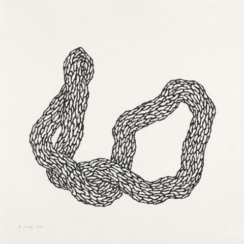 BoYoung Jung, ENTANGLEMENT, 2018, Ink on mulberry Hanji (wooden panel), 74 x 74 cm