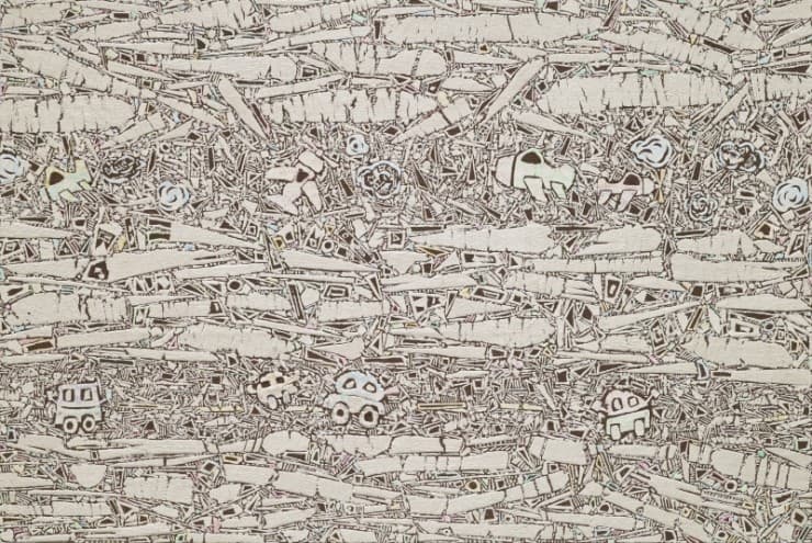 Play of Soil | 97×145.5㎝ | Gunny sack, Clay, Acrylic on Canvas | 2015