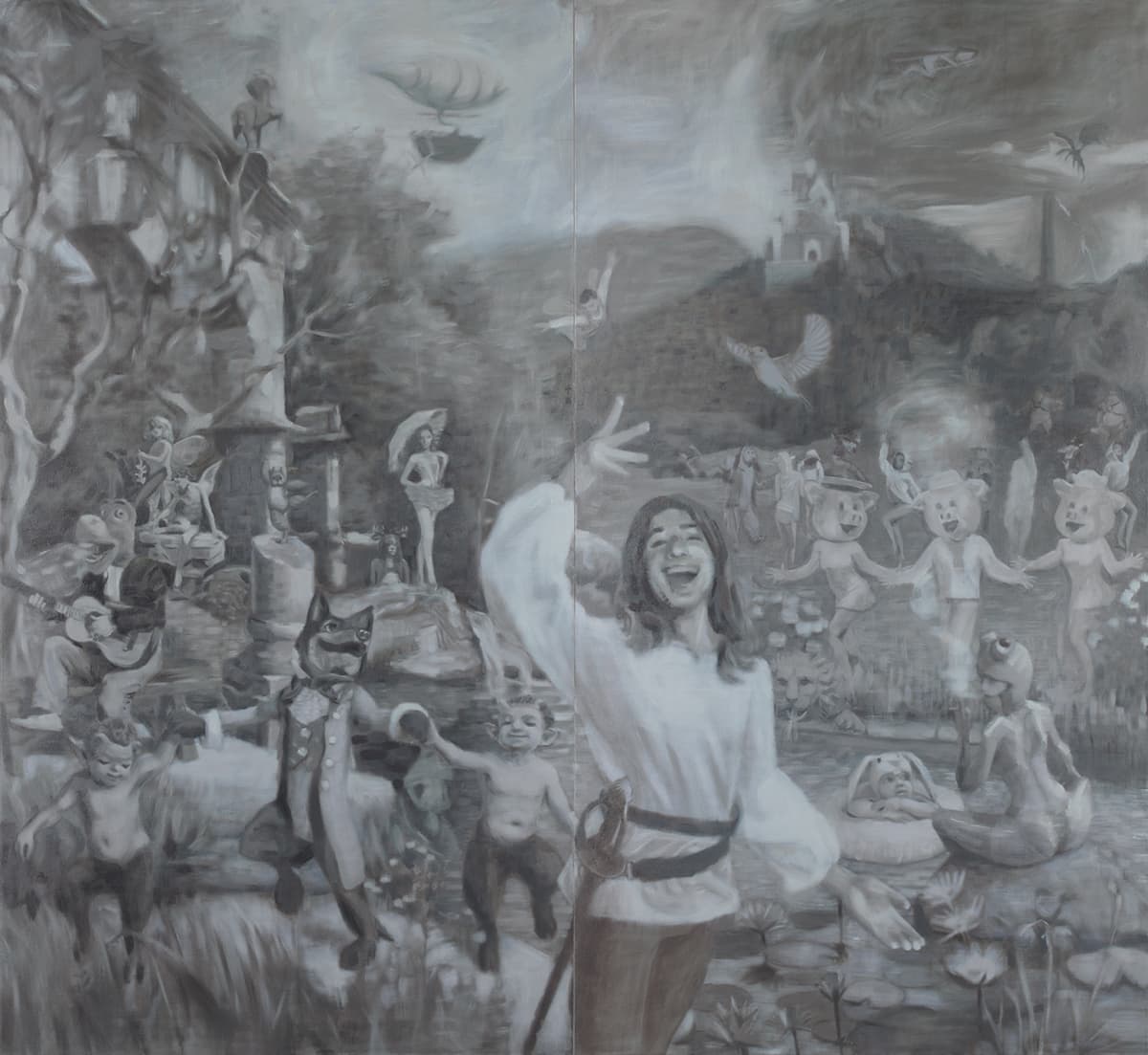임동승, 전원의 합주 혹은 폭풍우(Pastoral Concert or The Tempest), Oil on linen, 240x260cm, 2019