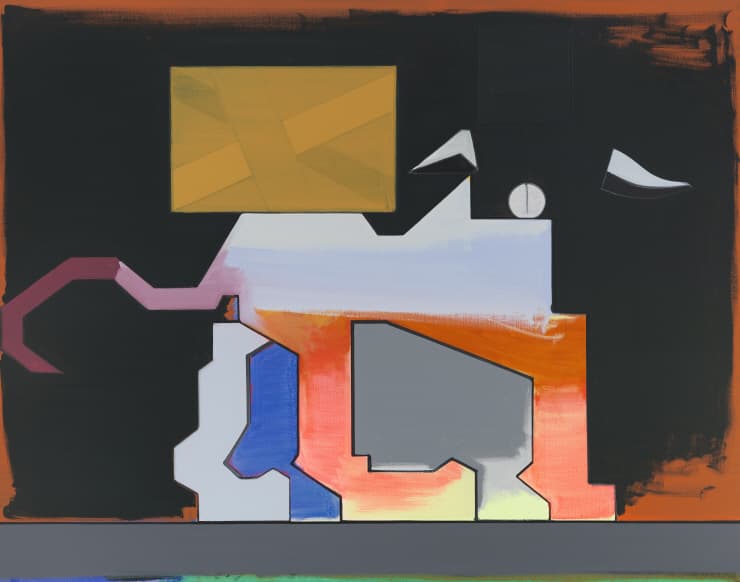 토마스 샤이비츠, 파스빈더의 초상, 2019, 캔버스에 유채, 비닐, 피그먼트 마커, 150 x 190cm