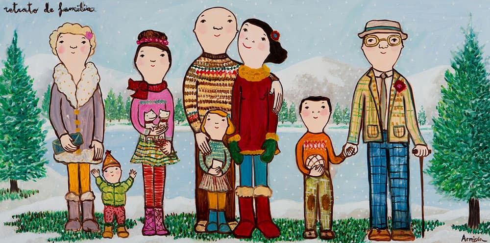 Eva Armisén, Reatrato de familia, Family portrait, Oil on canvas, 97x195cm, 2015