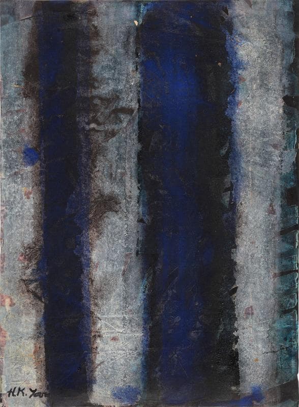 Yun Hyong-keun. Burnt Umber & Ultramarine, 1973. Oil painting on Paper, 52 x 38 cm. Courtesy of PKM Gallery.