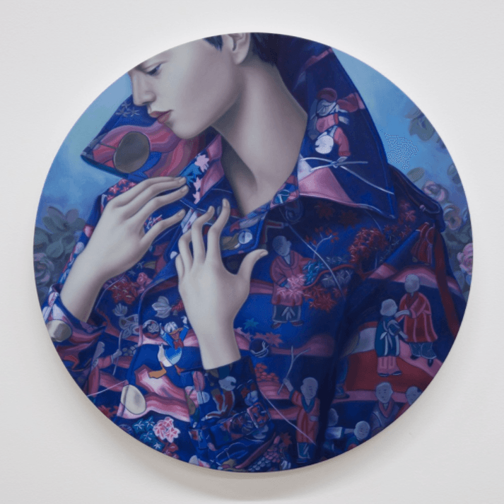 JESSE MOCKRIN, “The Love Song”, 2017 Oil on linen. 76.2 × 76.2 cm / 28 × 28 inches Photo: Nik Massey. © The artist and Night Gallery, Los Angeles