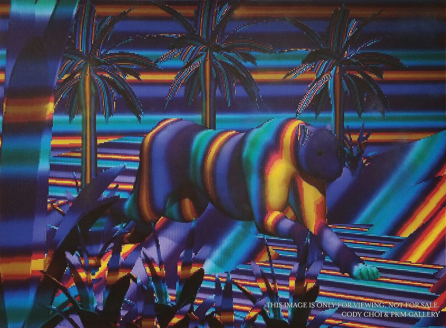 Cody Choi. Blue Cat #00, 1999, Vutek Ink on Mesh Canvas, 182.88 x 243.84 cm. Courtesy of the artist & PKM Gallery.