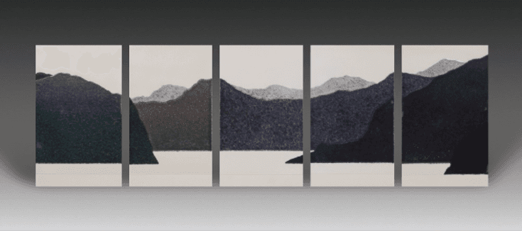 푸른산수, 각 22X44cm, ceramic, 2016