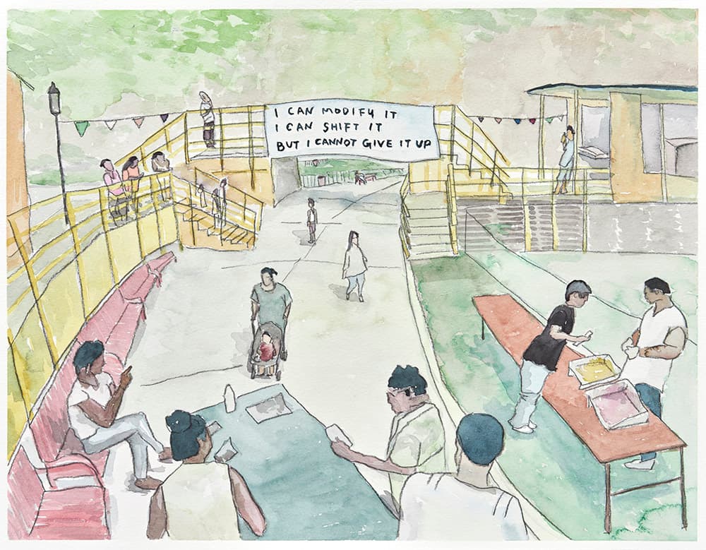City is My Garden (South Bronx Episode), watercolor, pencil, gouache on paper, 31.8x41cm, 2022