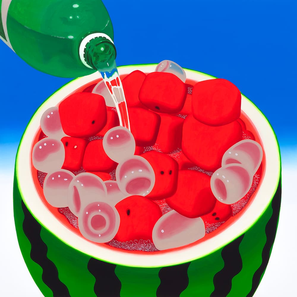 이우성 〈여기 앉아보세요〉 2023, 캔버스에 아크릴릭 과슈, 91x91cm